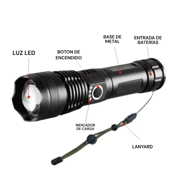 Linterna Led de metal recargable P50 - Imagen 3