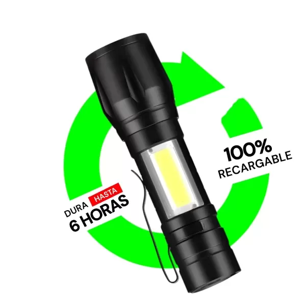Mini Linterna Recargable Aluminio Zoom Led Xpe + Cob - Imagen 5