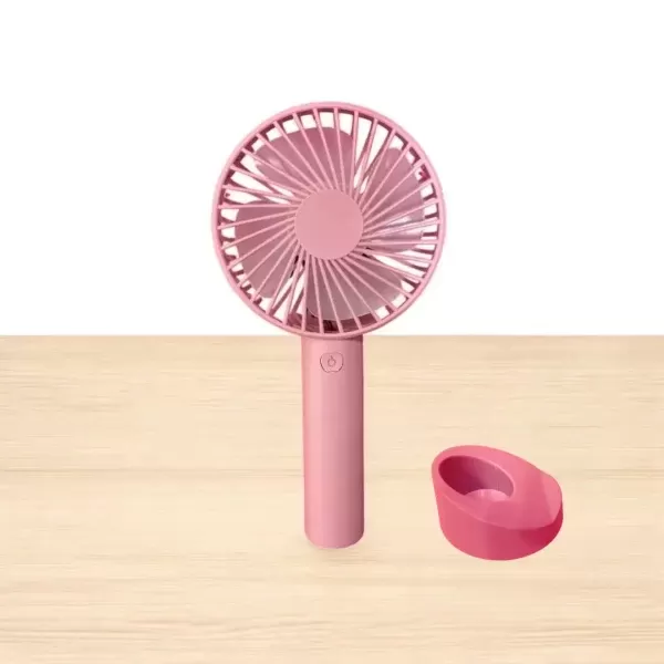 Mini Ventilador Rosa Portátil Usb Recargable Con Base - Imagen 3