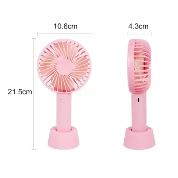 Mini Ventilador Rosa Portátil Usb Recargable Con Base - Imagen 2