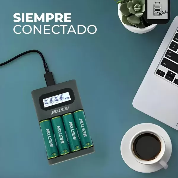 Cargador rápido de pilas AA y AAA  con cable Usb C - Imagen 3