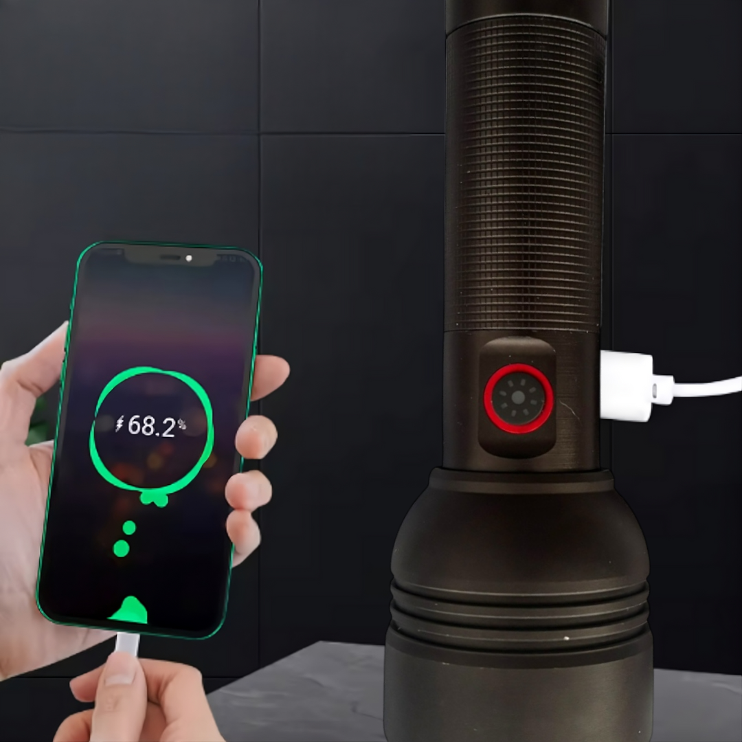 Linterna de largo alcance con batería dual y zoom - Image 3