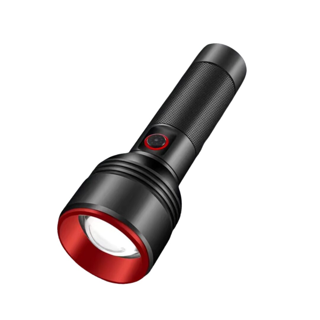 Linterna de largo alcance con batería dual y zoom