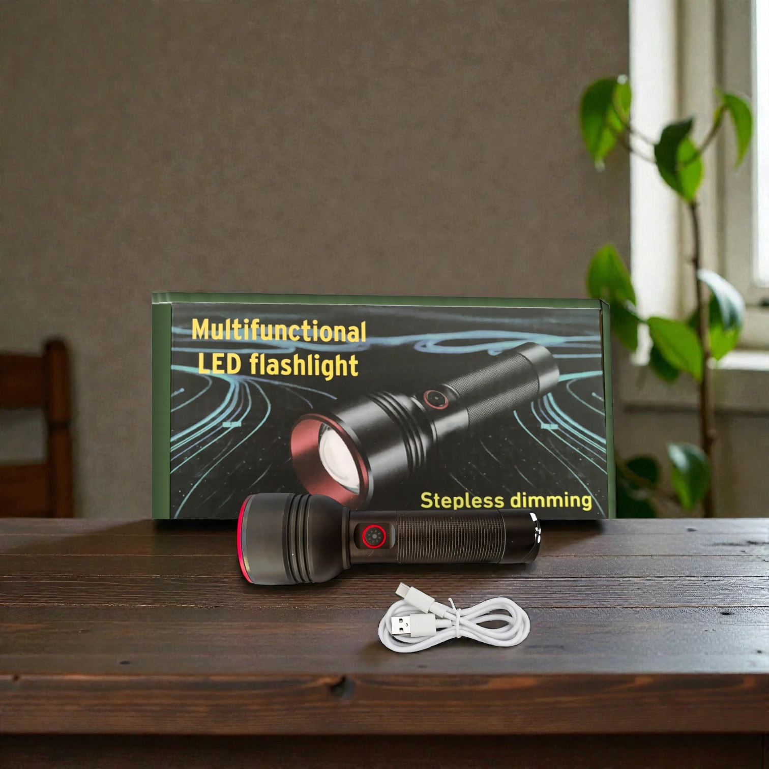 Linterna de largo alcance con batería dual y zoom - Image 4